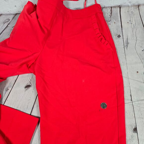 Primark Red Ruffle Pocket Dress Pants 6 - Picture 9 of 10